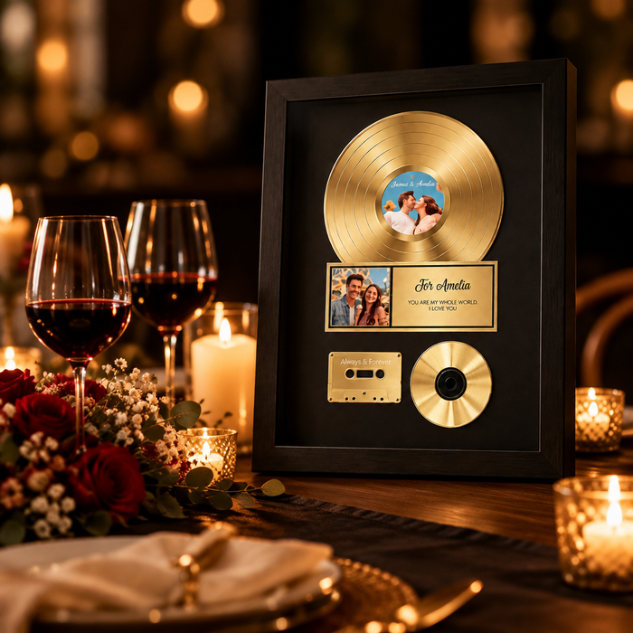Record frame on an anniversary dinner table