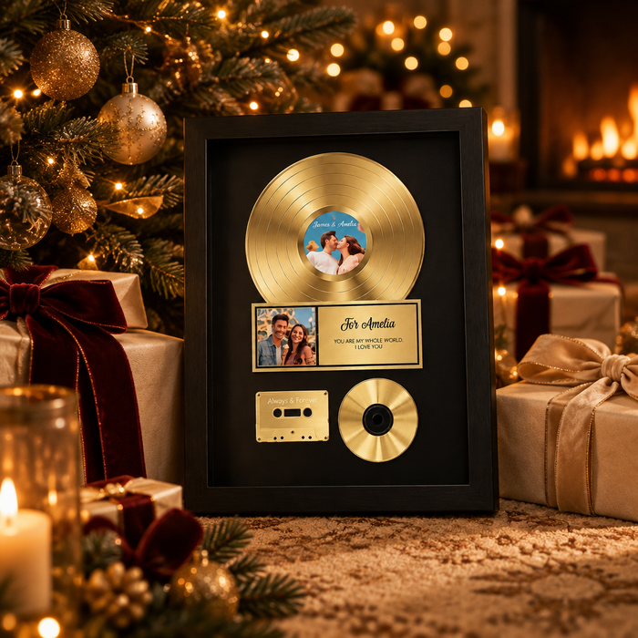 Record frame under a Christmas tree