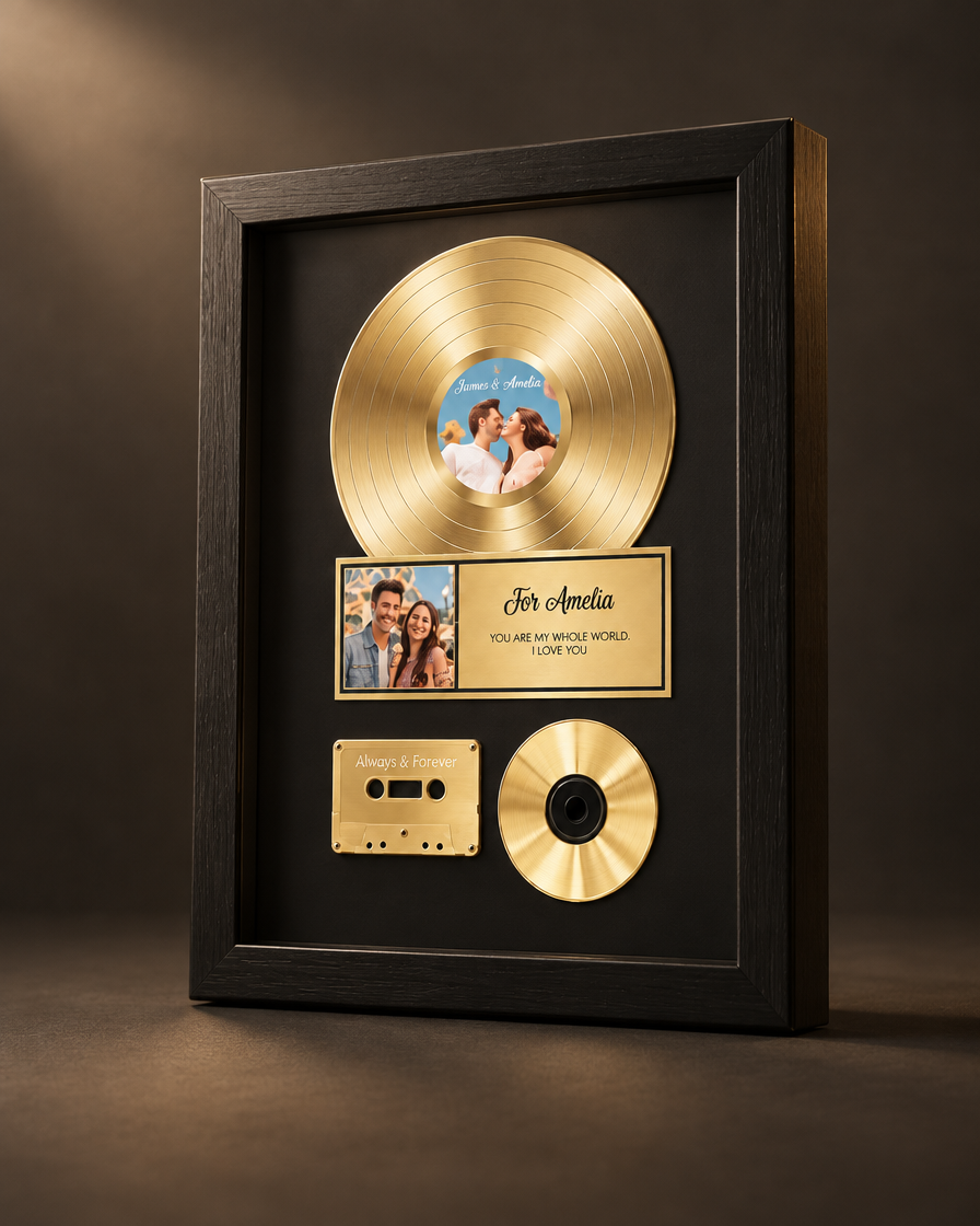 Golden record music photo frame