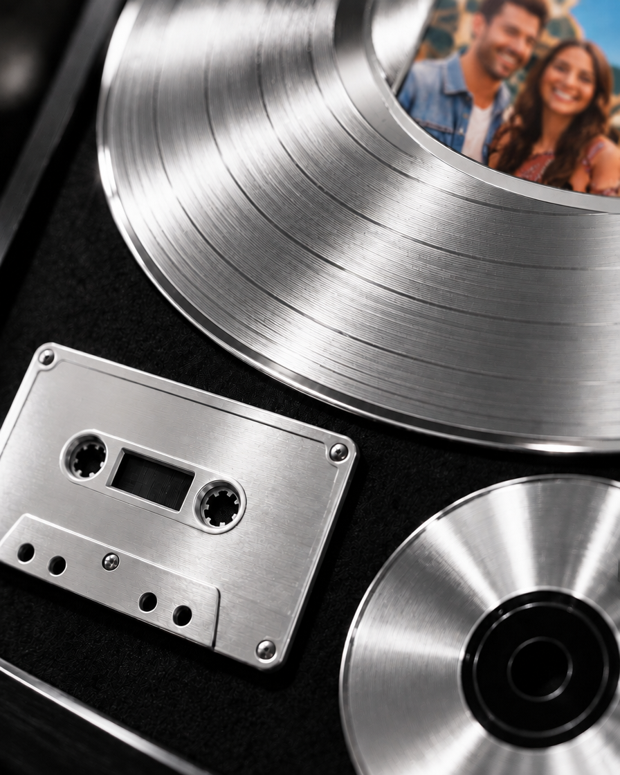 Detail of the silver record