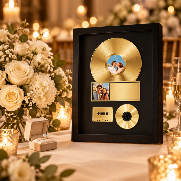 Record frame at a wedding table